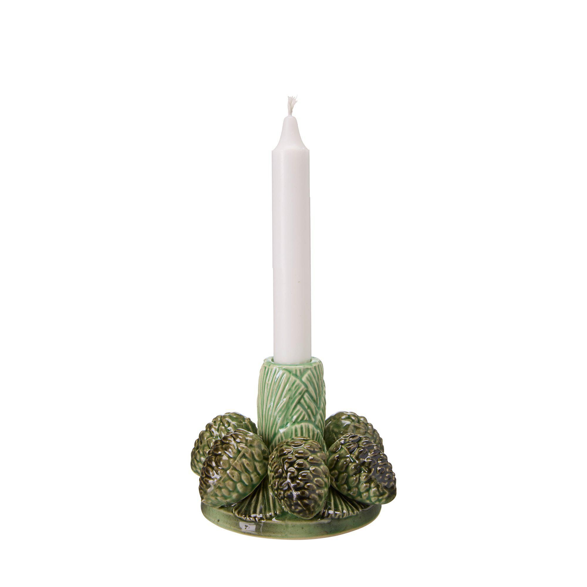 ELVIRA Candle Holder Green Melange - Green Melange - 9x9cm