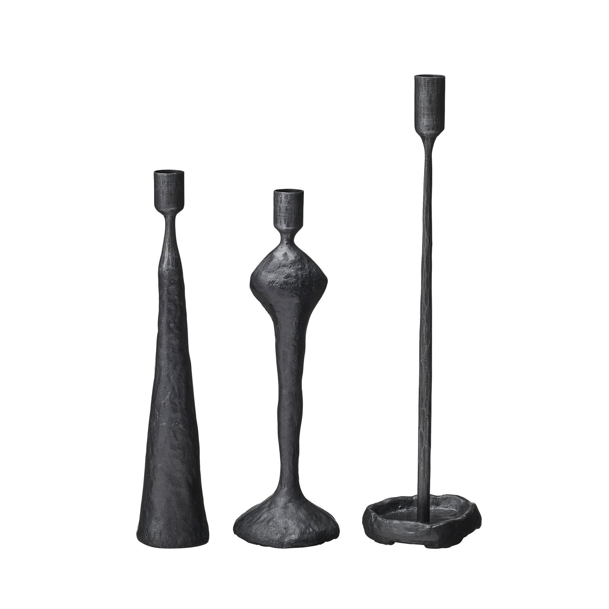 KASHI Candleholder Mix Antique Black - Antique Black - 8x26, 9x35, 6x28cm