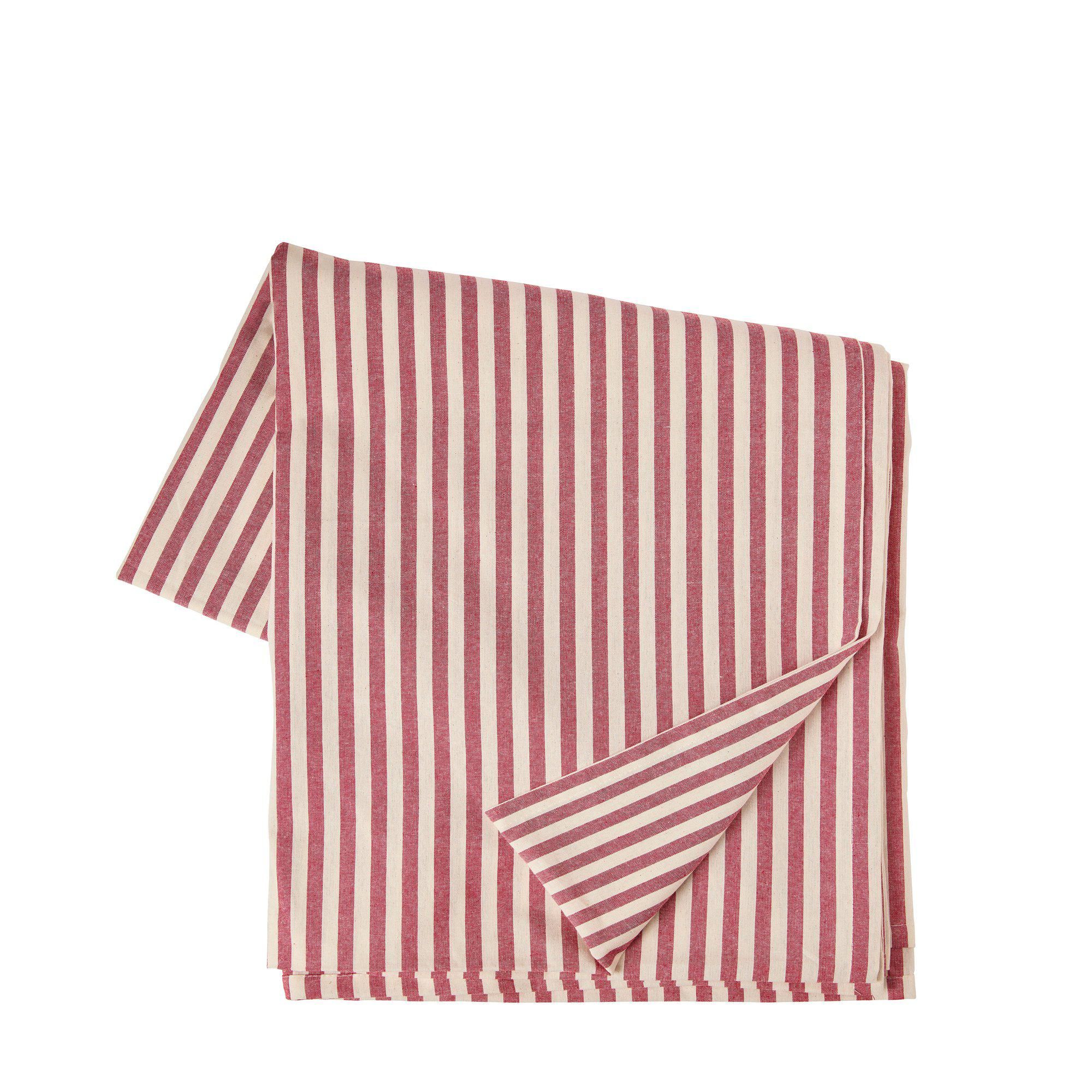 DUK Randig Röd/Vit - Röd/Vit - 136x250cm