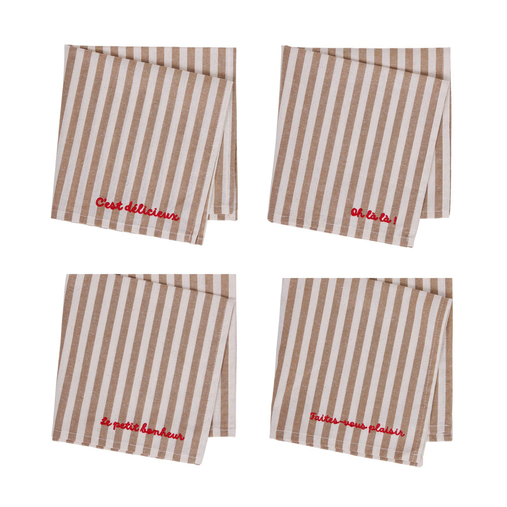 NOELLE Napkin Beige/White - Beige/White - 40x40cm
