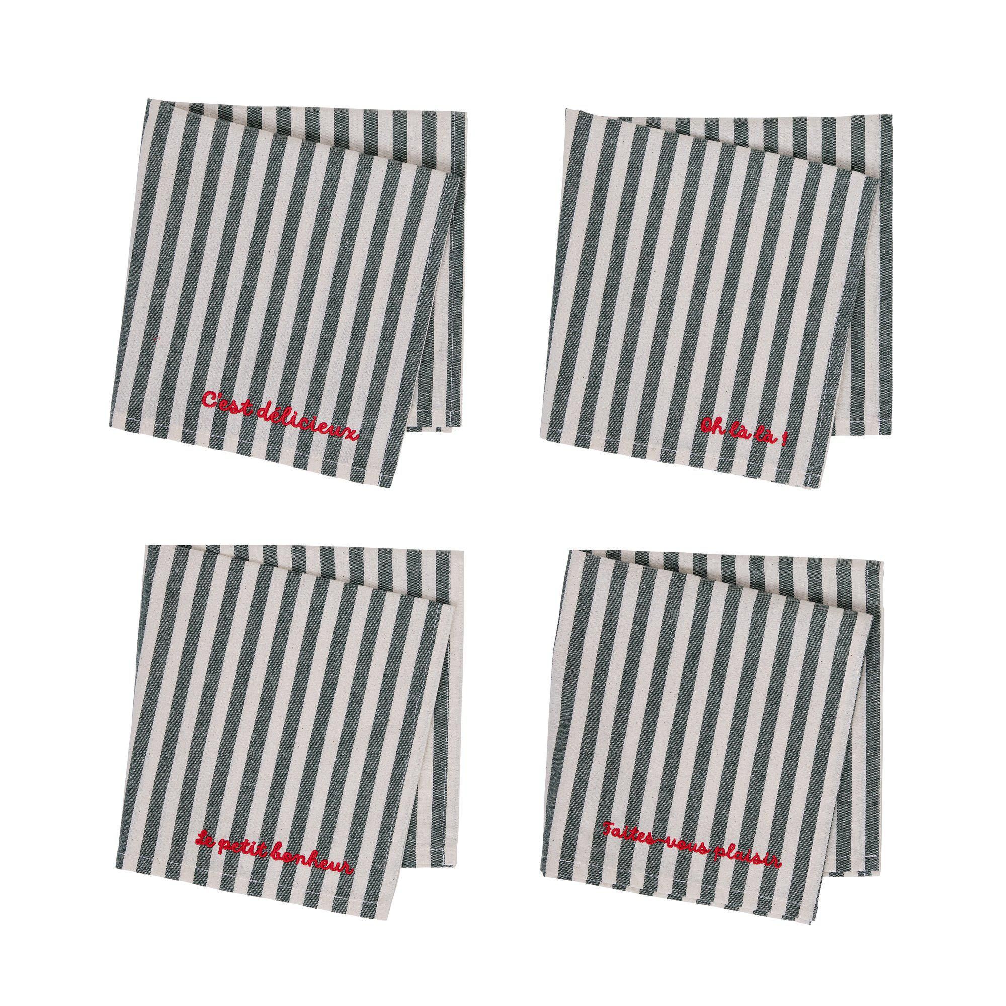 NOELLE Napkin Green/White - Green/White - 40x40cm