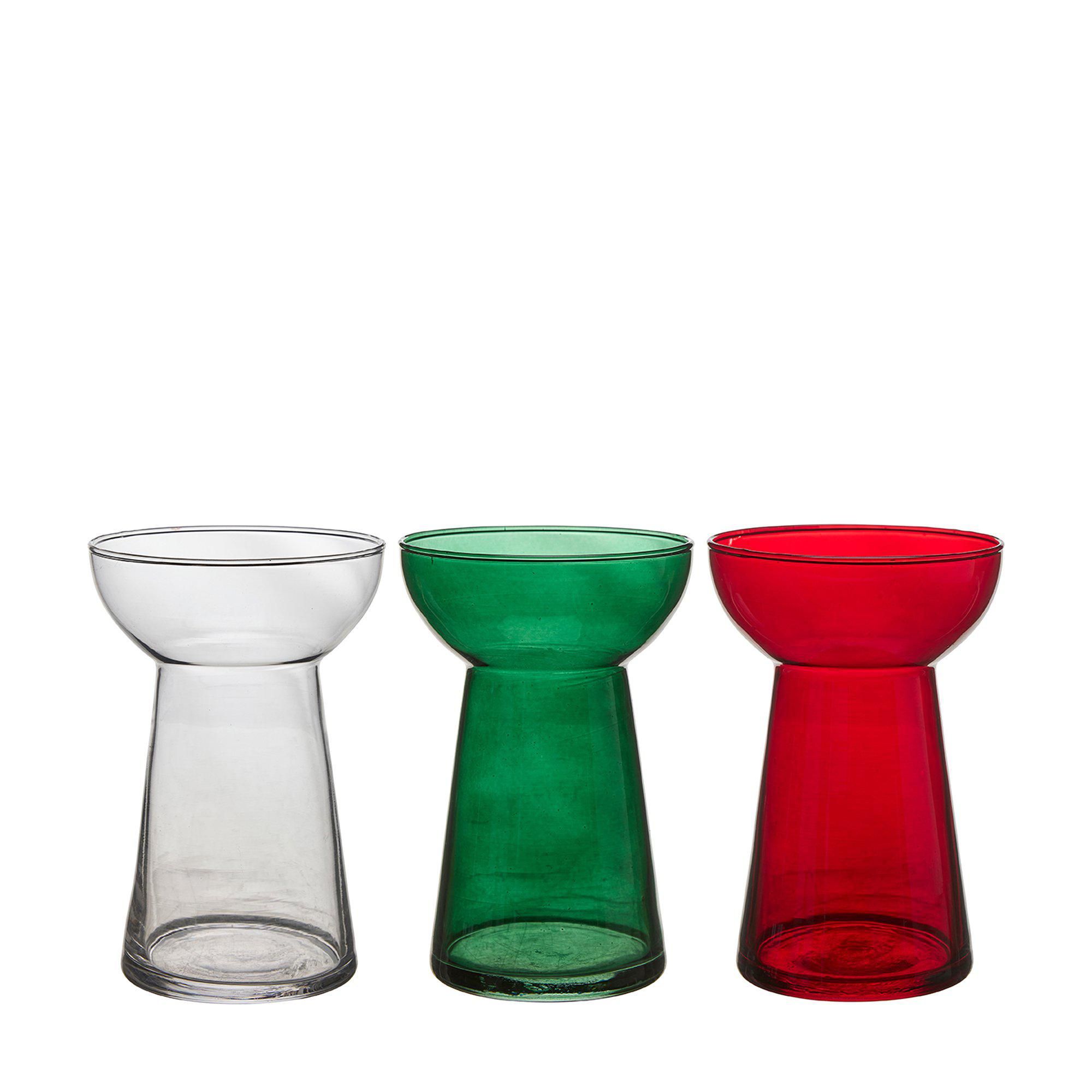 TULA Bulb vase Mix Clear, Green, Red - Clear/Green/Red - 11x12cm