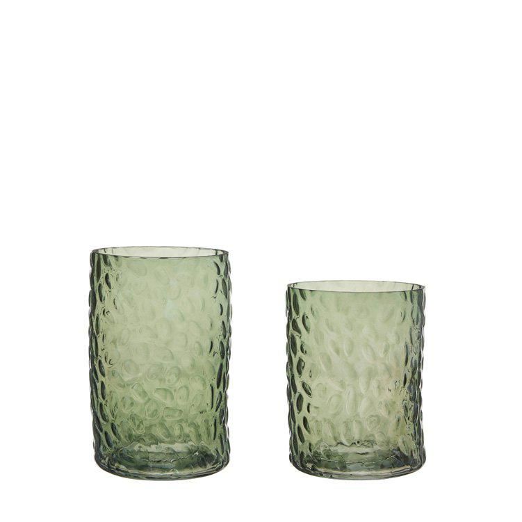 ESME Lantern/Vase S/2 Green - Green - 12x18 12x15cm