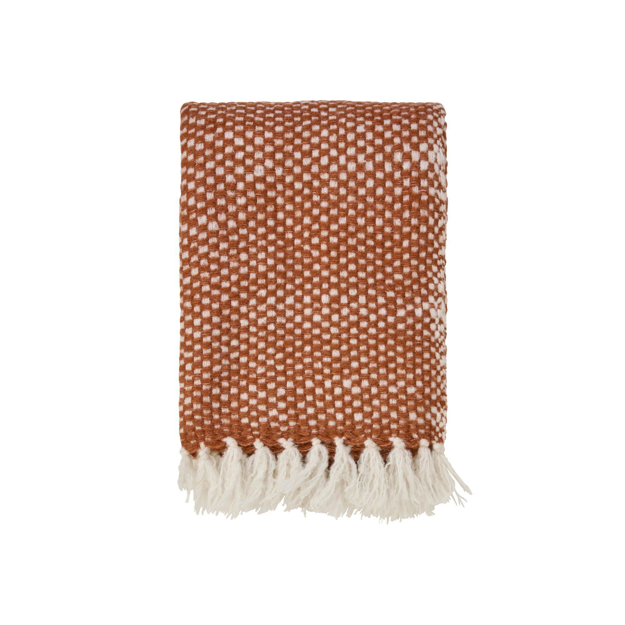 MALVA Throw Checked Rust/White - Rust/White - 125x150cm