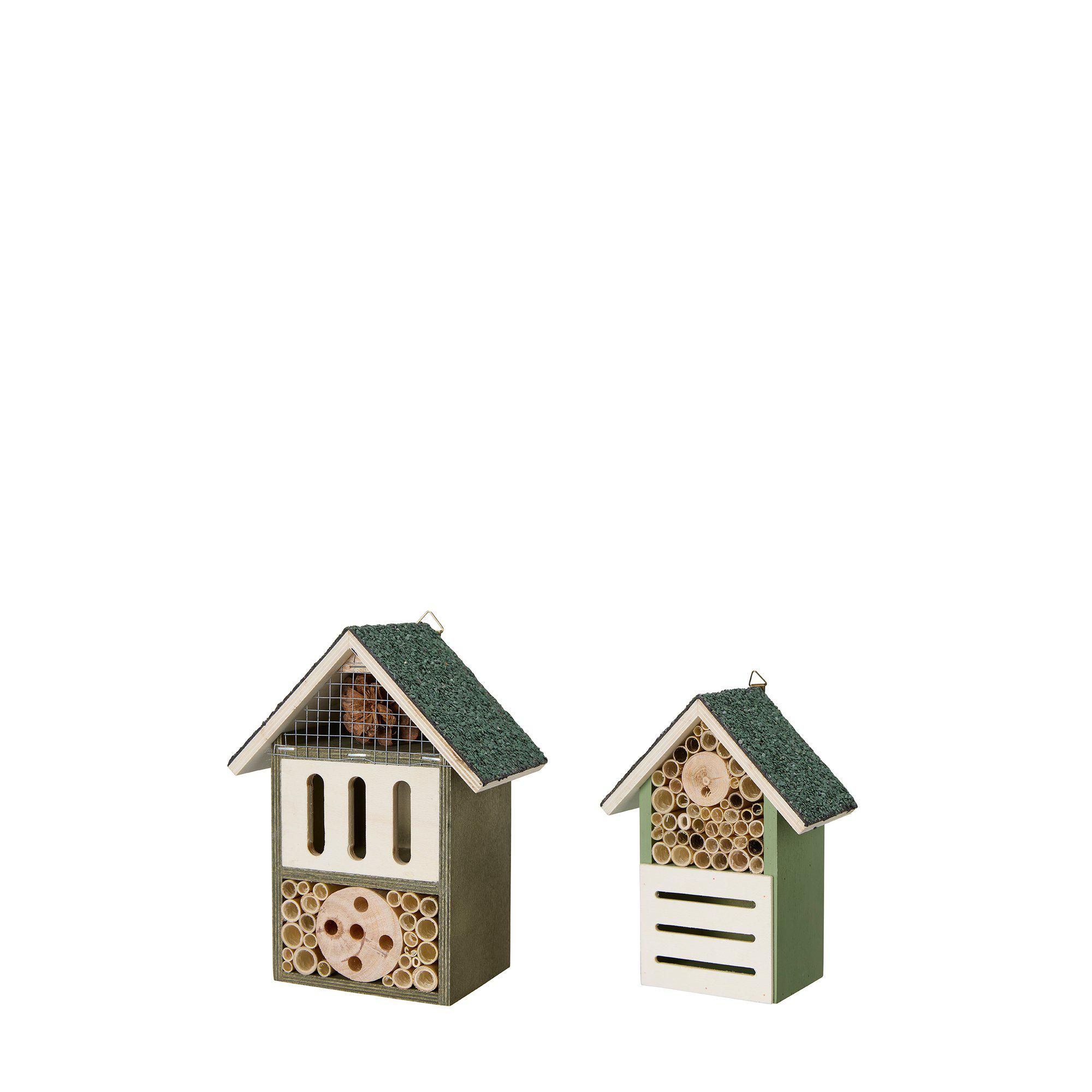 INSECT HOUSE S/2 Natural/Green - Natural/Green - 15x9x19 12x7x16cm