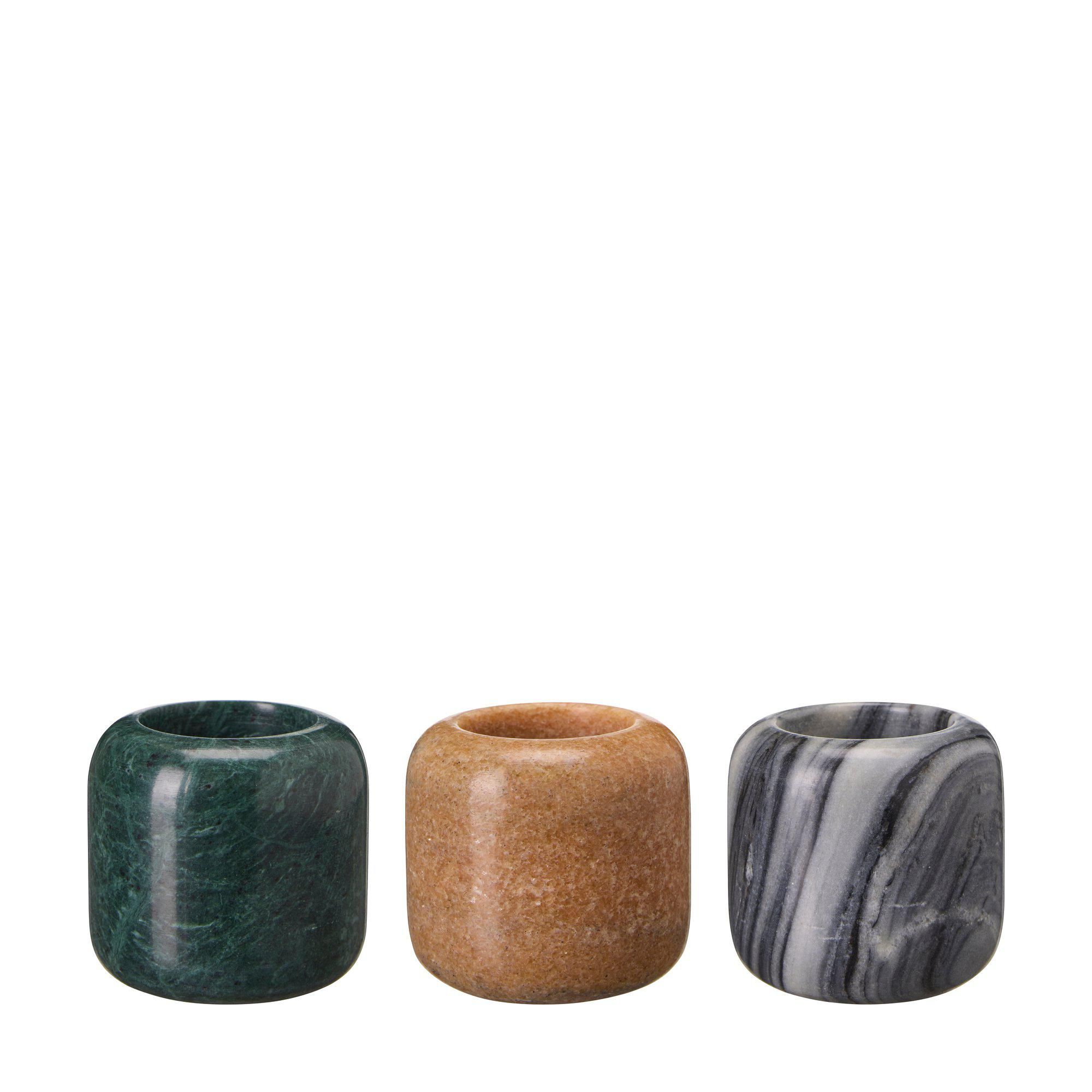 MILOU Candle holder Mix Green, Brown, Black - Green, Brown, Black - 8x7cm