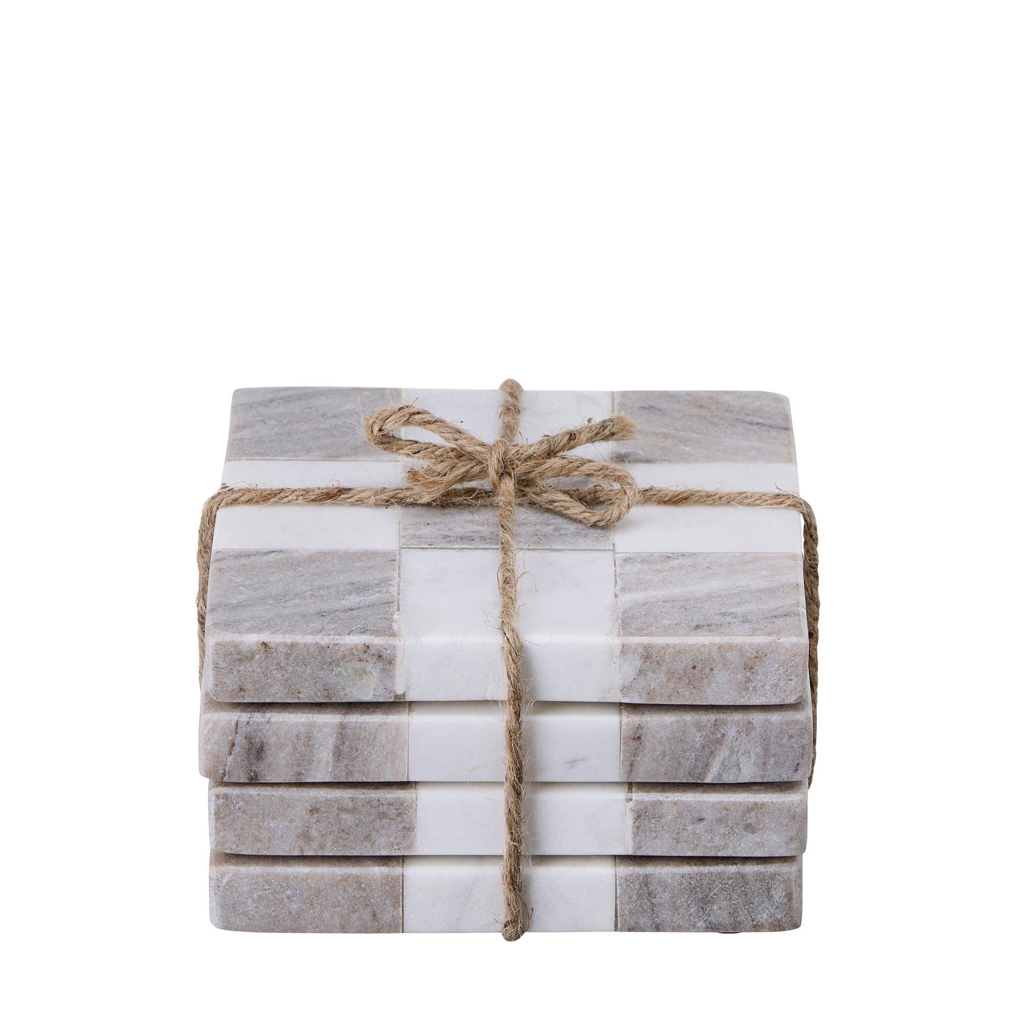 MIRELLE Coaster White/Beige - White/Beige - 10x10x1cm