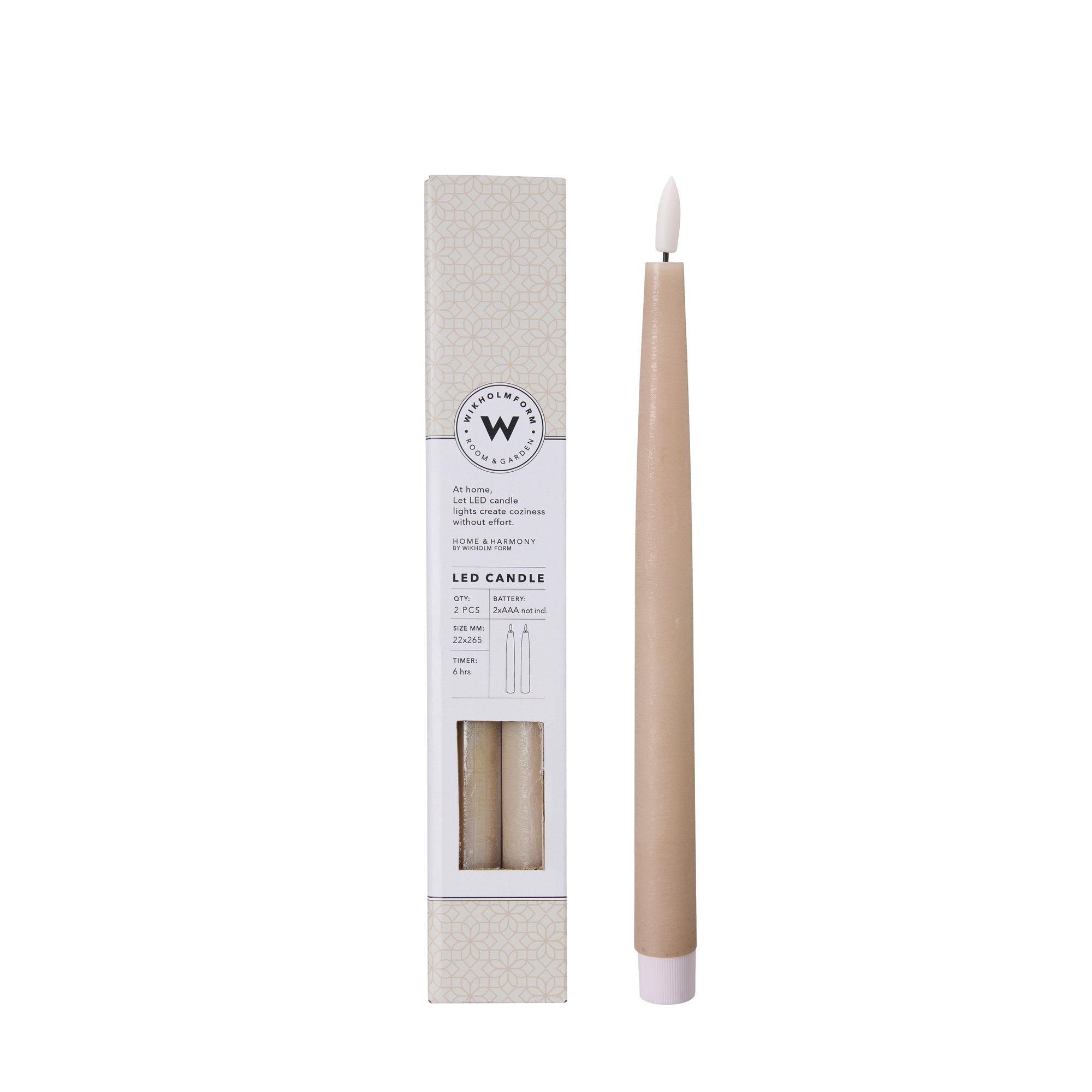 LED Taper Candle 2 pcs Beige - Beige - 2,2x27cm