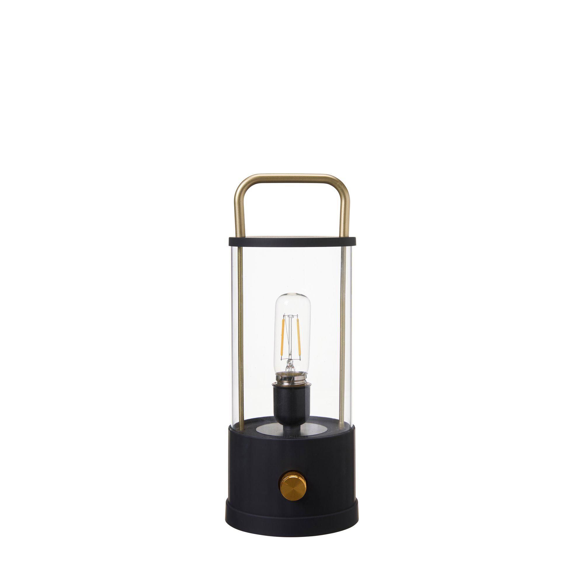 LED Lantern Black/Gold - Black/Gold - 11x27cm