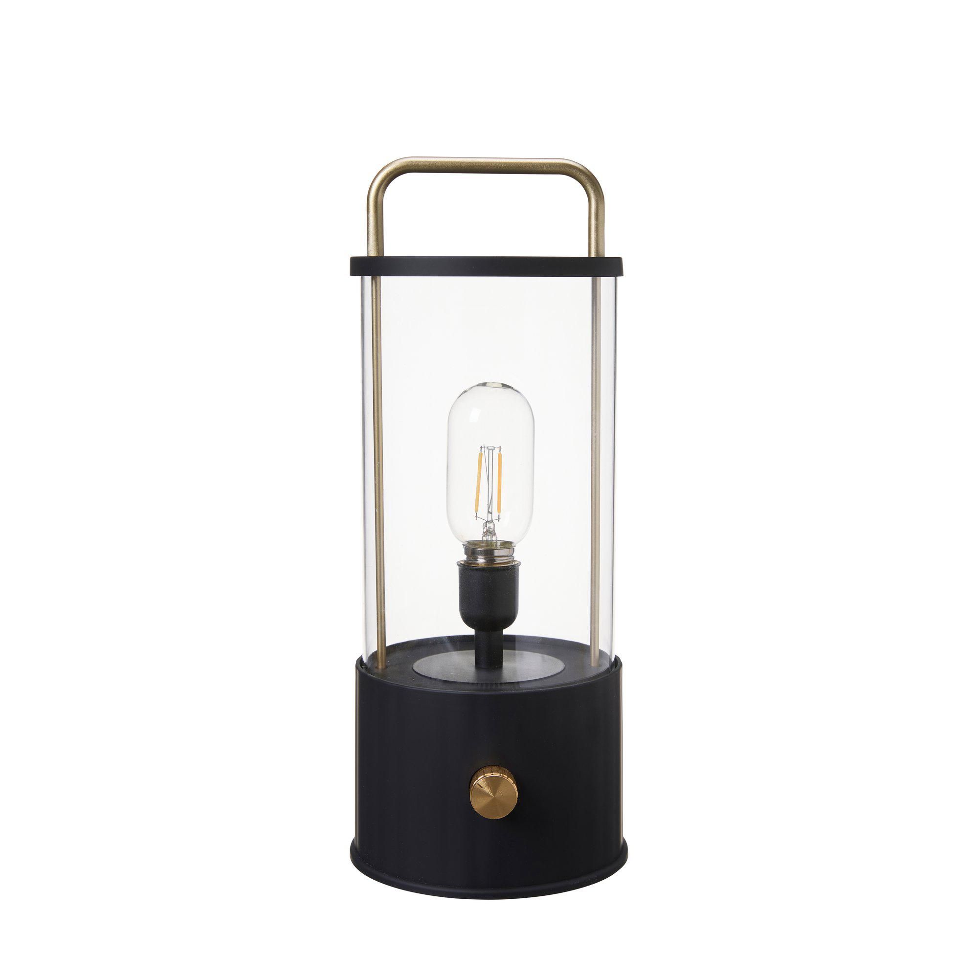 LED Lantern Black/Gold - Black/Gold - 16x35cm
