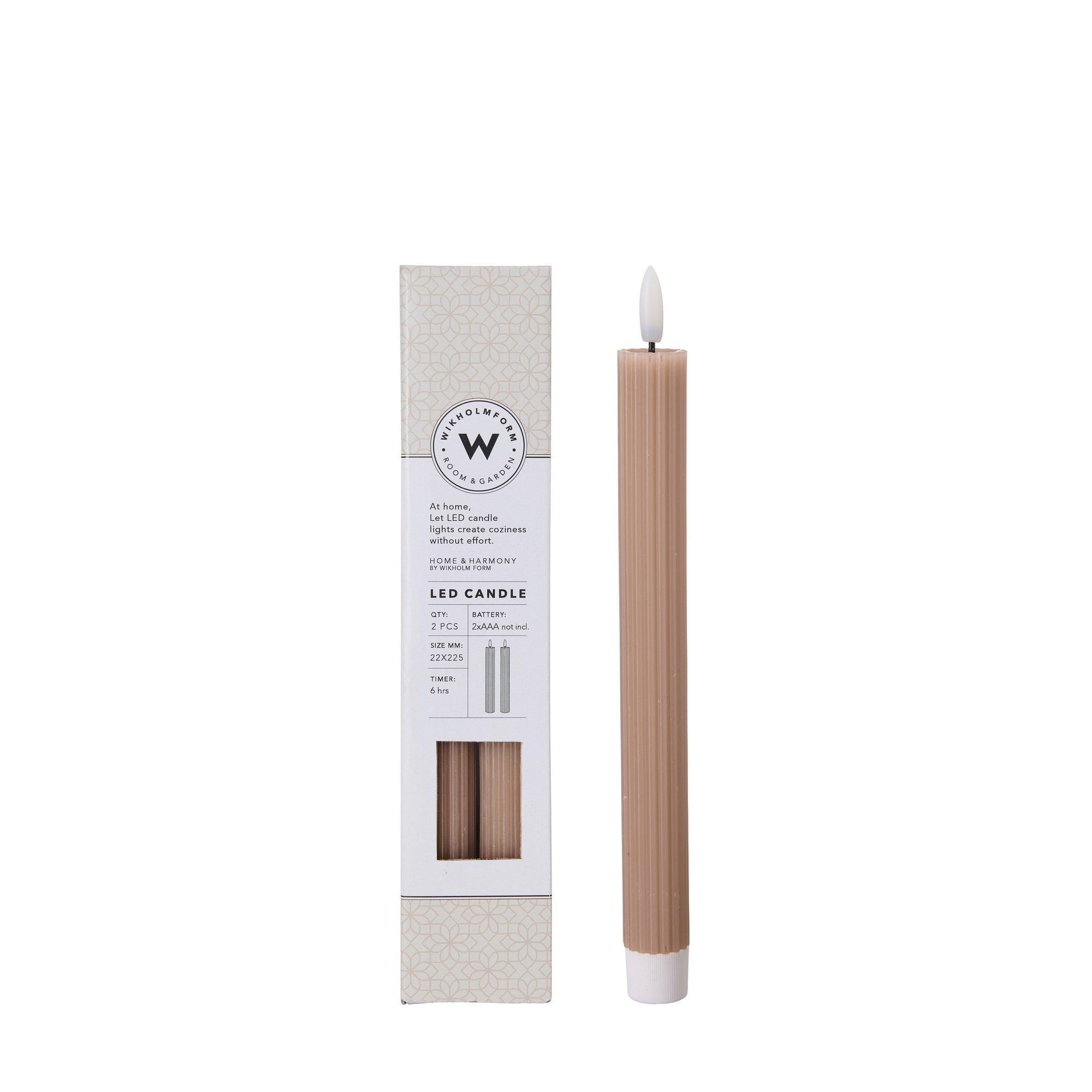 LED Candle Stripe 2 pcs Beige - Beige - 2,2x24cm