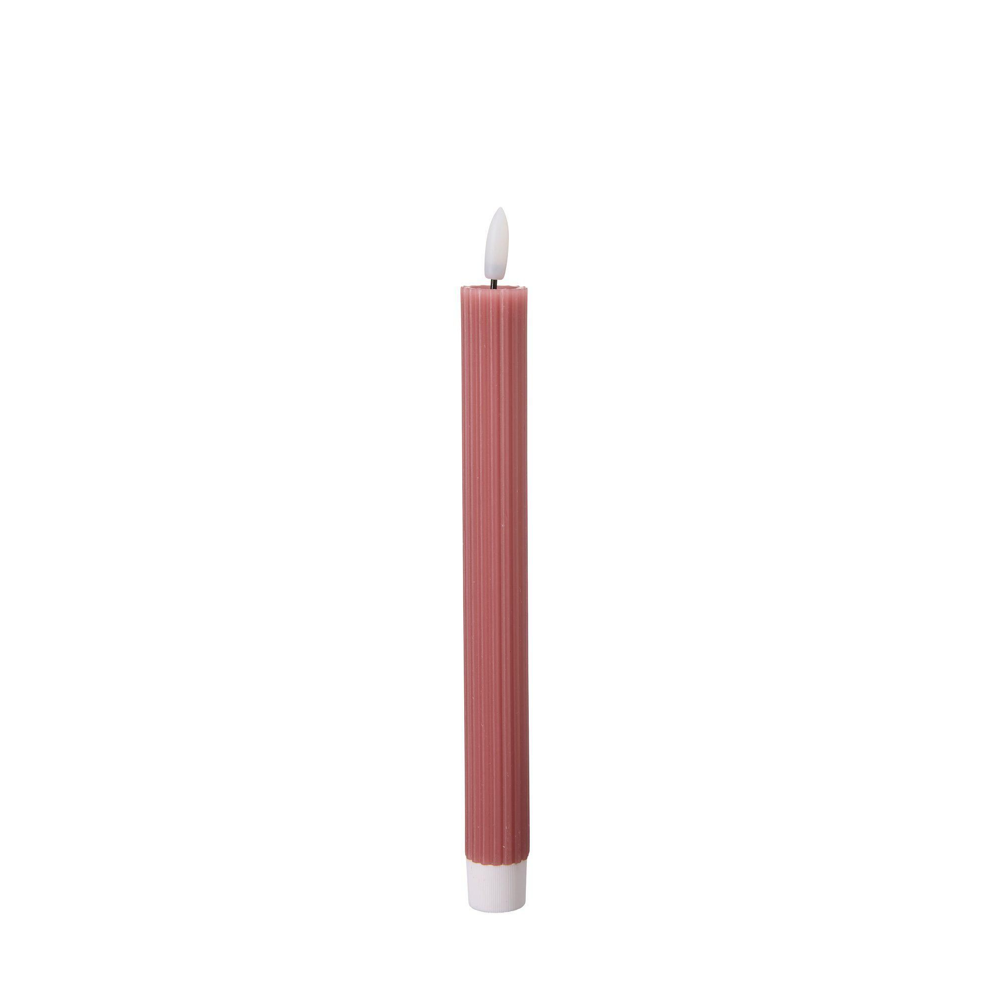 LED Taper Candle Stripe 2 pcs Pink - Pink - 2,2x24cm