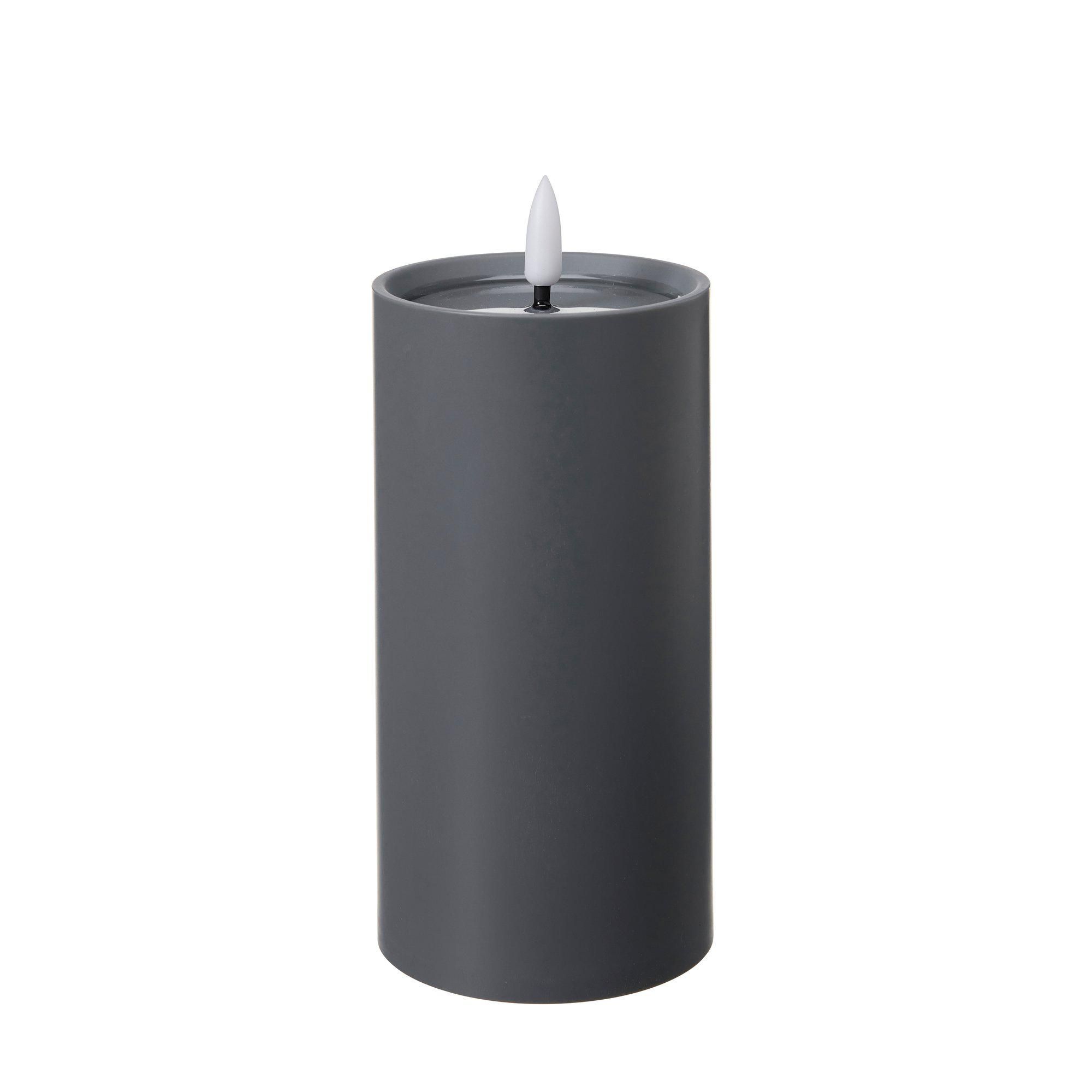LED Pillar Candle Outside Grey - Grey - 8x15cm